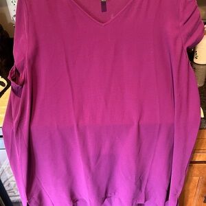 Eileen Fisher Magenta V-Neck short sleeve tunic.